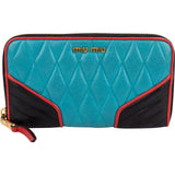 Miu Miu Quilted Nappa Leather Colorblock Biker Zip Around Wallet