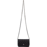 Chanel Quilted Lambskin Palladium Wallet On Chain Crossbody Bag