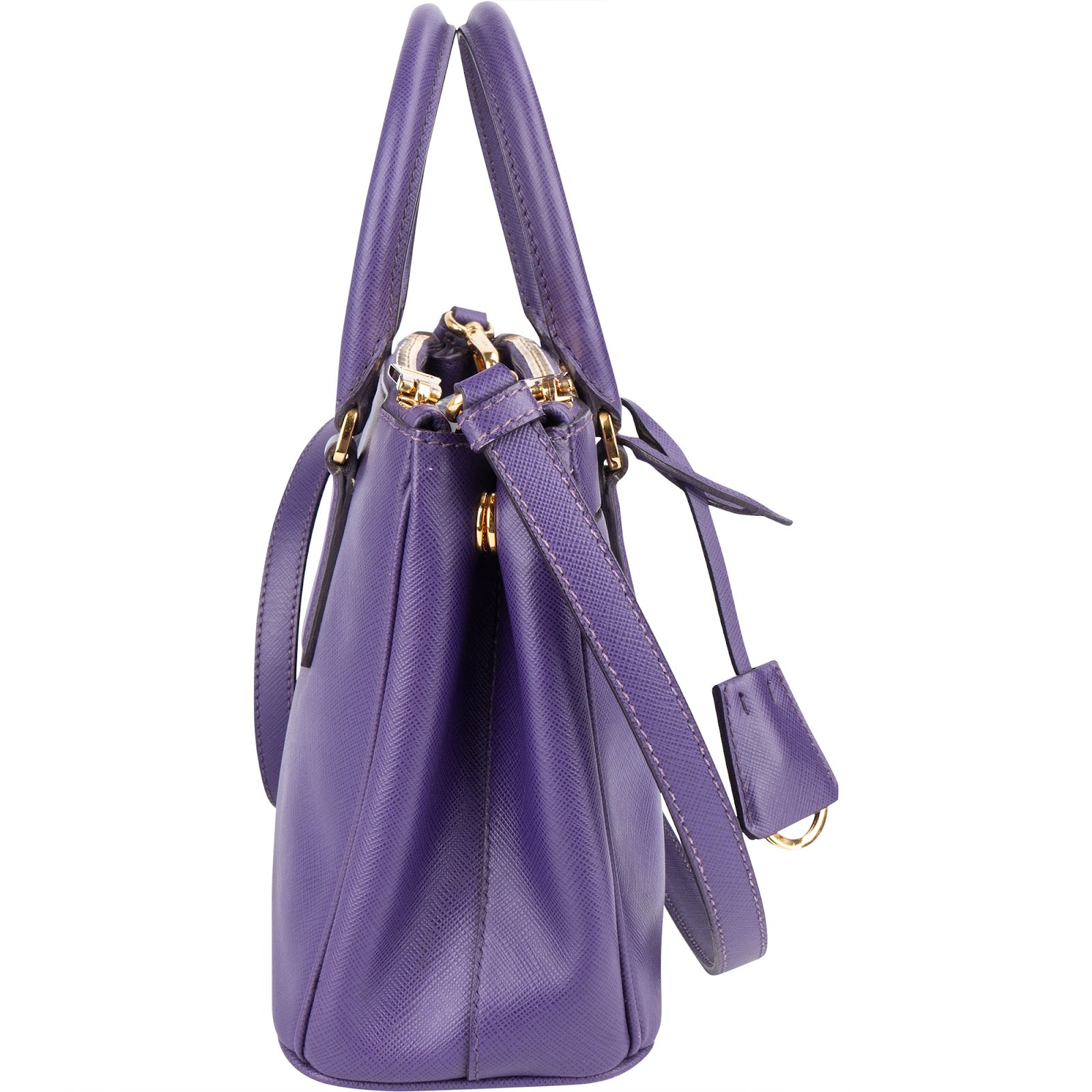 Prada Purple Saffiano Leather Galleria Handbag - vintageandkickz