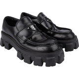 Prada Black Brushed Leather Monolith Loafers (7 / 41-42)