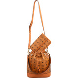 MCM Monogram Visetos Aren Drawstring Bucket Crossbody Bag