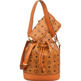 MCM Monogram Visetos Aren Drawstring Bucket Crossbody Bag