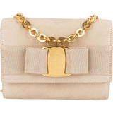 Salvatore Ferragamo Suede Vara Bow Mini Chain Crossbody Bag