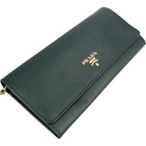 Prada Green Saffiano Leather Wallet On Chain Crossbody Bag