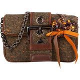Prada Tweed Ricamo Visone Mini Flap Shoulder Bag