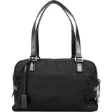 Prada Tessuto Patent Leather Emblem Satchel Handbag