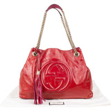 Gucci Patent Leather Soho Chain Tote Crossbody Bag