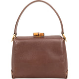 Gucci Brown Leather Bamboo Lock Top Handle Handbag
