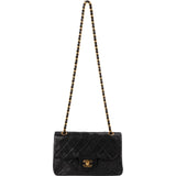 Chanel Quilted Lambskin 24K Gold Small Double Flap Crossbody Bag
