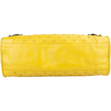 Balenciaga Yellow Perforated Leather City Handbag