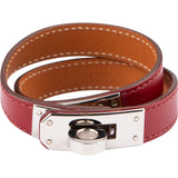 Hermès Red Leather Kelly Double Tour Bracelet