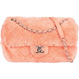 Chanel Pink Terry Cloth Coco Single Flap Shoulder Bag