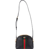 Gucci Black Leather Ophidia GG Small Web Bowling Crossbody Bag