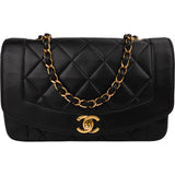 Chanel Quilted Lambskin Diana 24K Gold Diana Single Flap Crossbody Bag