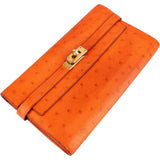 Hermès Orange Ostrich Leather Kelly Wallet