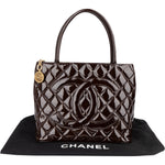 Chanel Quilted Patent Leather CC Medallion Handbag - vintageandkickz