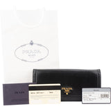 Prada Black Soft Leather Long Flap Wallet