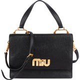 Miu Miu Black Madras Leather Top Handle Crossbody Handbag