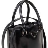 Prada Brushed Patent Leather Mini Tote Crossbody Handbag
