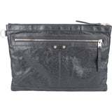 Balenciaga Grey Arena Leather Classic City Clip Clutch