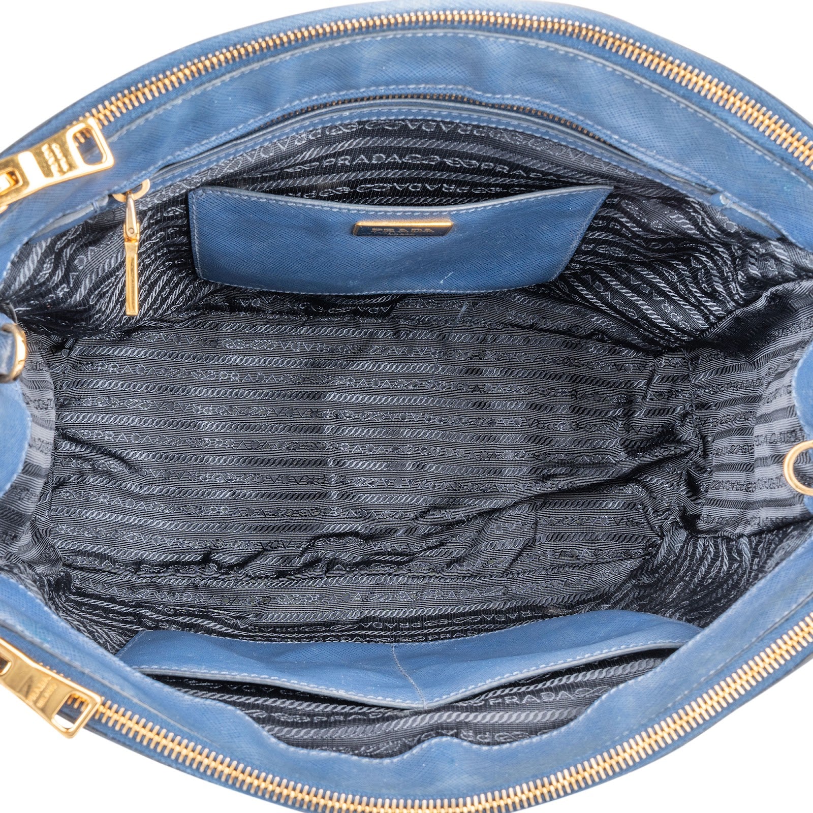Prada Blue Saffiano Leather Galleria Handbag - vintageandkickz