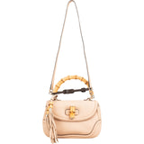 Gucci Pebbled Leather Bamboo Top Handle Flap Daily Handbag