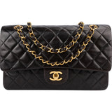 Chanel Quilted Lambskin 24K Gold Double Flap Shoulder Bag