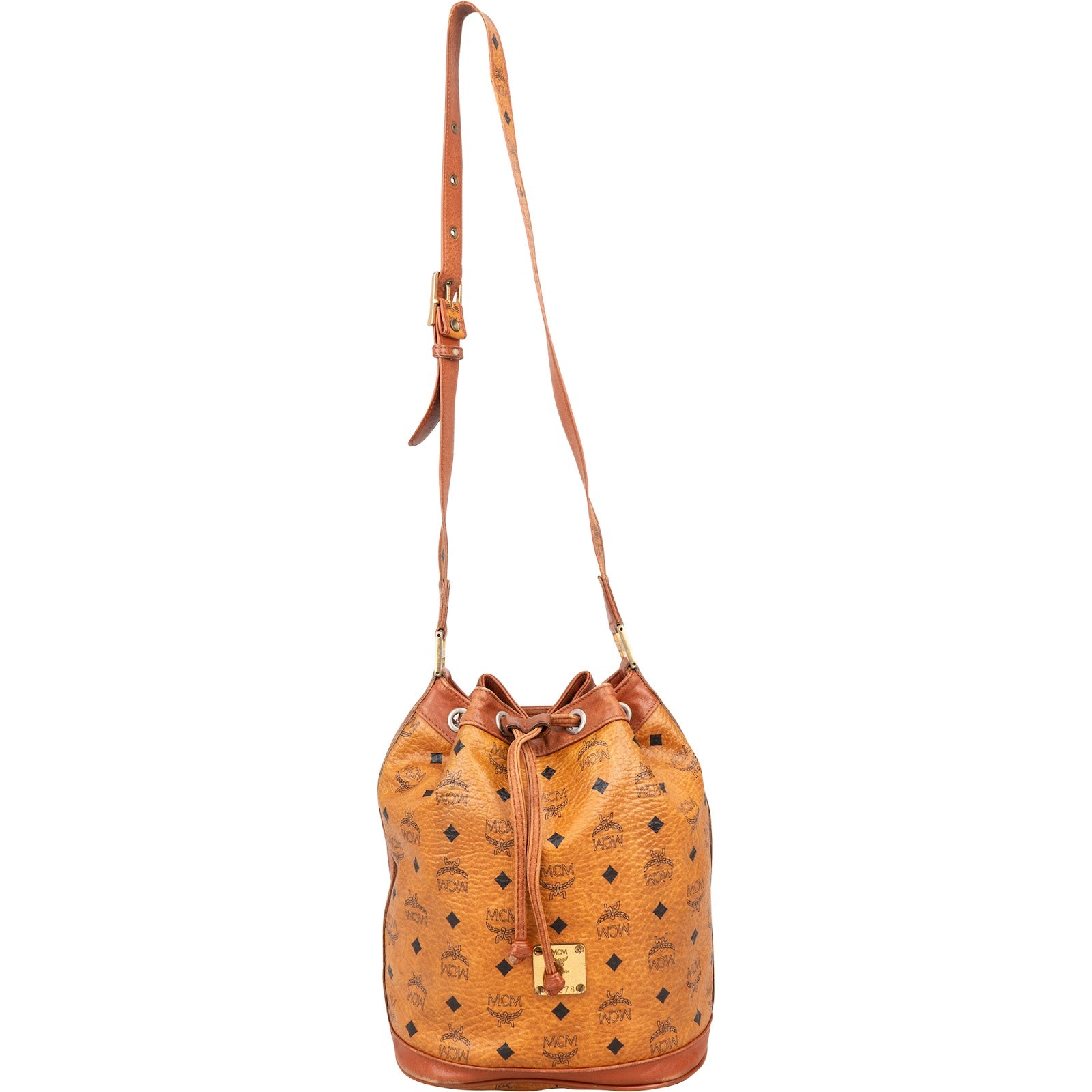 [🔄️B07 / F46] MCM Monogram Visetos Drawstring Bag Handbag - vintageandkickz