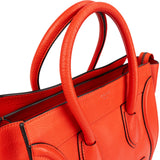 Céline Orange Drummed Calfskin Leather Luggage Handbag
