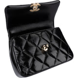 Chanel Quilted Patent Calfskin Coco Handle Single Flap Crossbody Bag