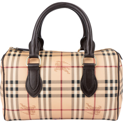 Burberry Haymarket Check Coated Canvas Boston 30 Handbag