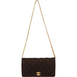 Chanel Quilted Cotton 24K Gold Single Flap Shoulder Bag