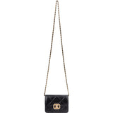 Chanel Limited Quilted Lambskin Crystal CC-Turnlock Mini Wallet On Chain Crossbody Bag