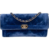 Chanel Quilted Velvet Boy Wallet On Chain Crossbody Bag
