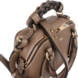 Chloé Brown Grained Leather Daria Small Crossbody Handbag