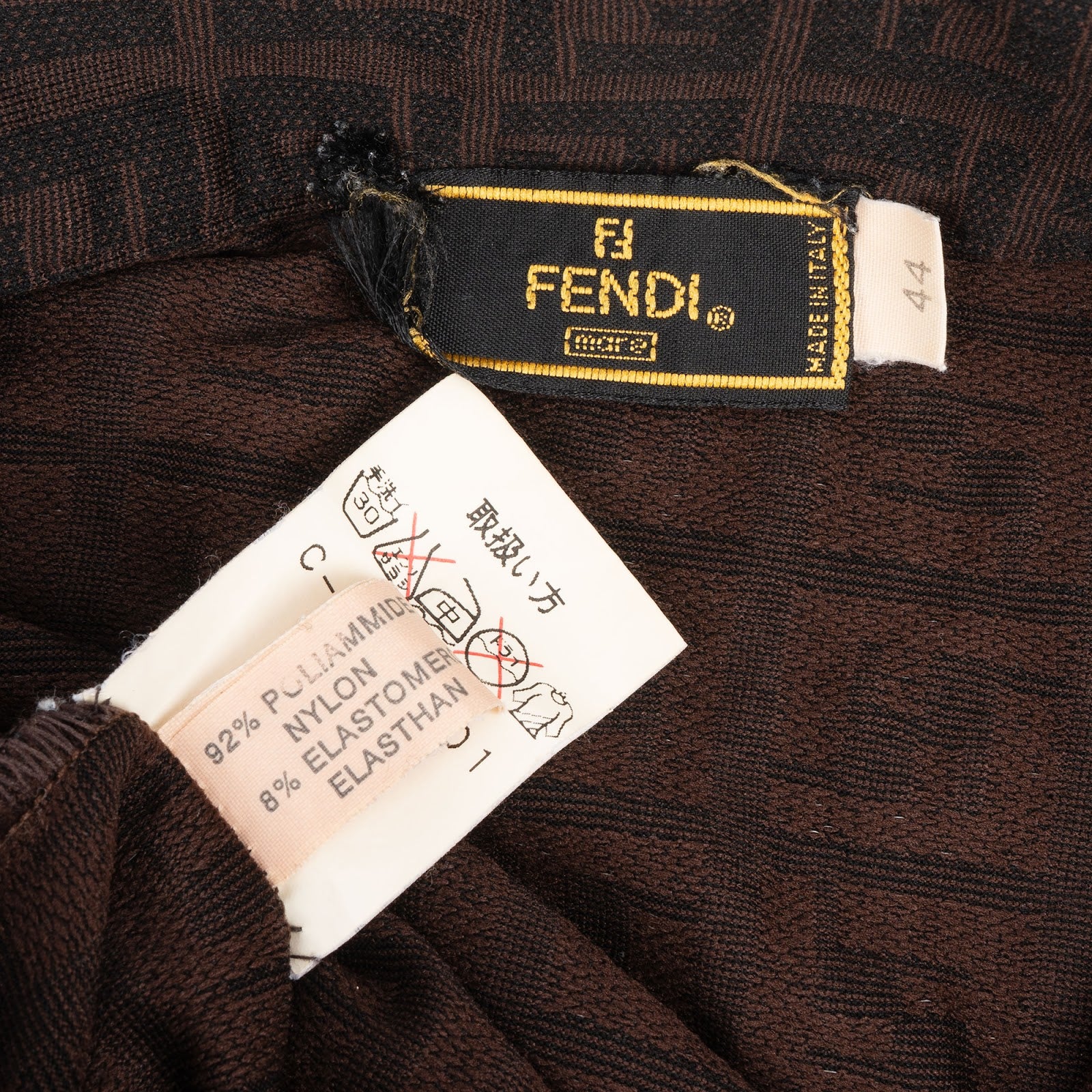 [🔄️B33 / F73] Fendi Brown Zucca Monogram Polo Shirt Top - vintageandkickz