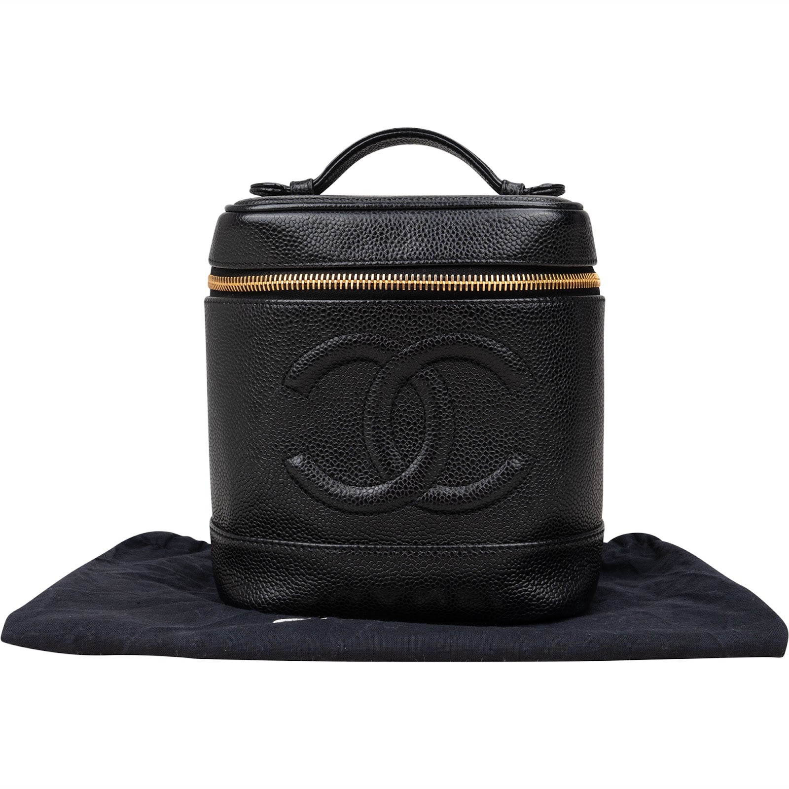 Chanel Caviar Leather Vanity Case Handbag - vintageandkickz