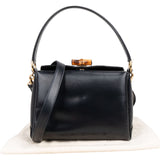Gucci Blue Vintage Leather Bamboo Top Handle Handbag