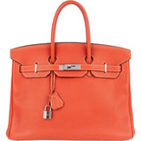 Hermès Pink Taurillon Clemence Birkin 35 Handbag Clay Red Bougainvillier