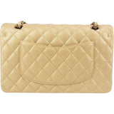 Chanel Gold Shimmering Quilted Lambskin Medium Double Flap Shoulder Bag