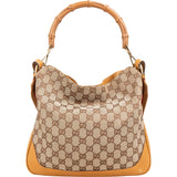 Gucci Monogram GG Canvas Bamboo Handle Shoulder Handbag