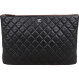 Chanel Black Quilted Caviar Leather CC Clutch