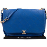 Chanel Quilted Stitched Leather Side Chain Single Flap Shoulder Bag