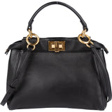 Fendi Black Leather Mini Peekaboo Handbag