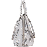 Prada Grey Saffiano Leather Floral Promenade Handbag