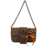 Prada Tweed Ricamo Visone Mini Flap Shoulder Bag