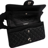 Chanel Quilted Caviar Leather Palladium Medium Double Flap Shoulder Bag