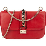 Valentino Garavani Leather Red Leather Rockstud Glam Lock Shoulder Crossbody Bag