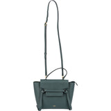 Celine Dark Green Grained Calfskin Nano Belt Handbag