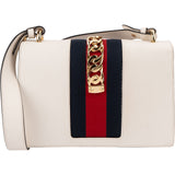 Gucci White Leather Sylvie Shoulder Bag